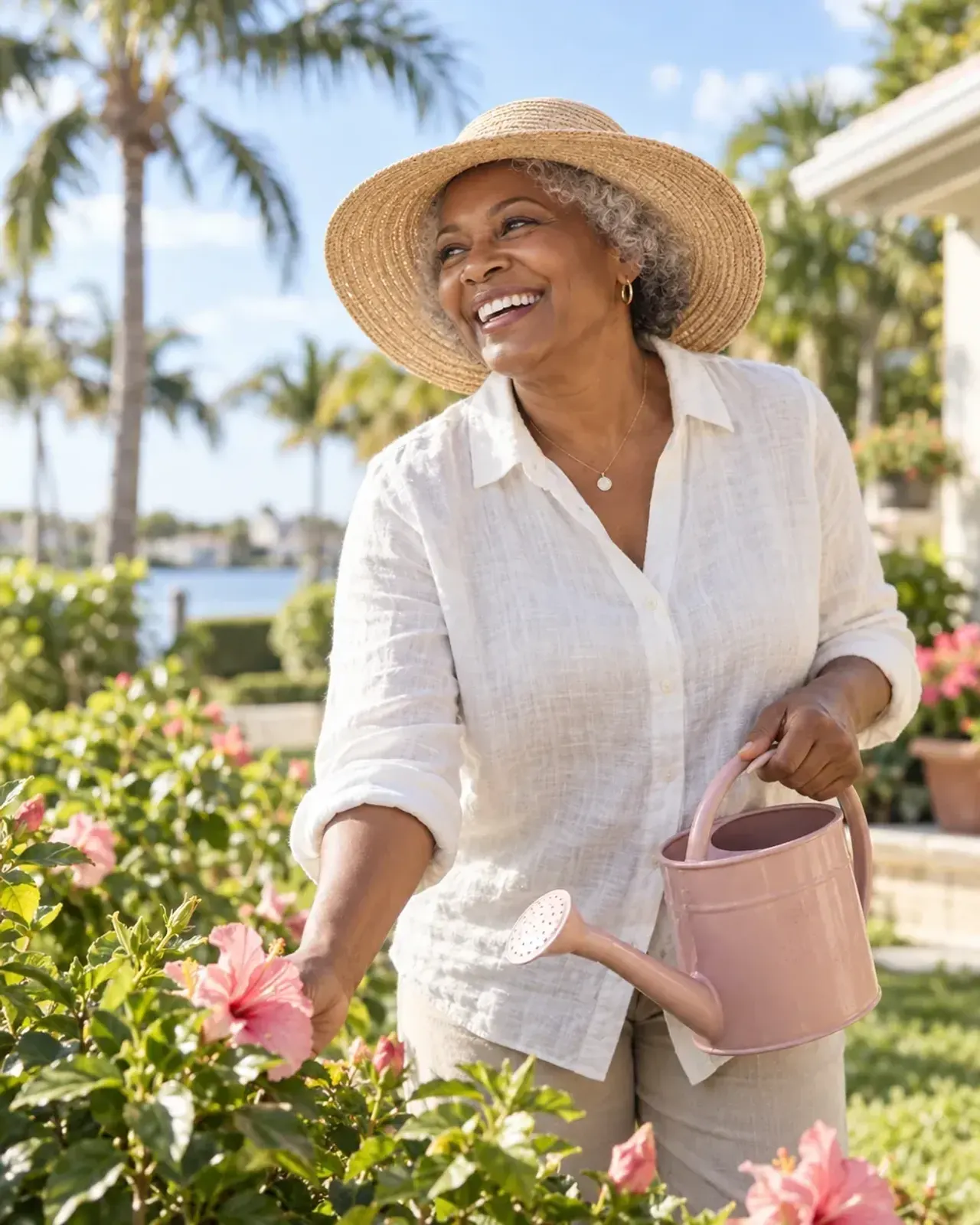 Confident adult in her fifties who manages diabetes and blood pressure through chronic care in Lutz, FL