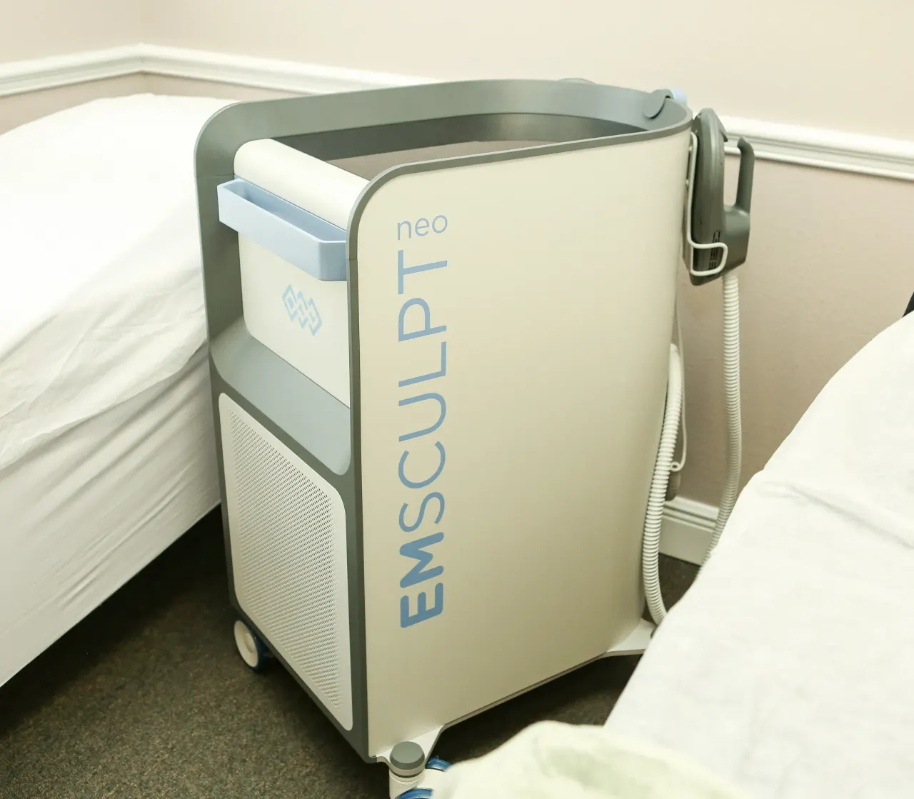 Abdominal contour comparison illustrating muscle tone and fat change after Emsculpt Neo in Lutz, FL