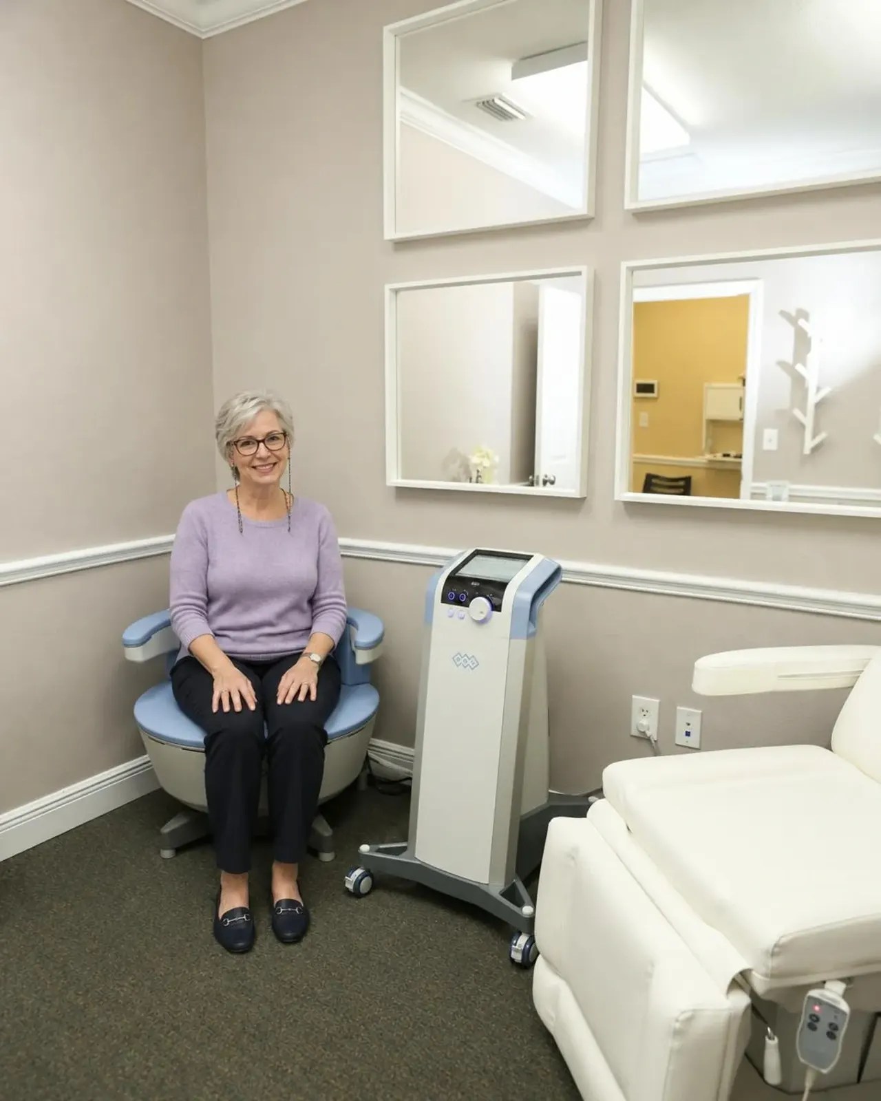 Patient discussing bladder leakage symptoms during an unhurried visit at Advanced Optimal Healthcare in Lutz, FL