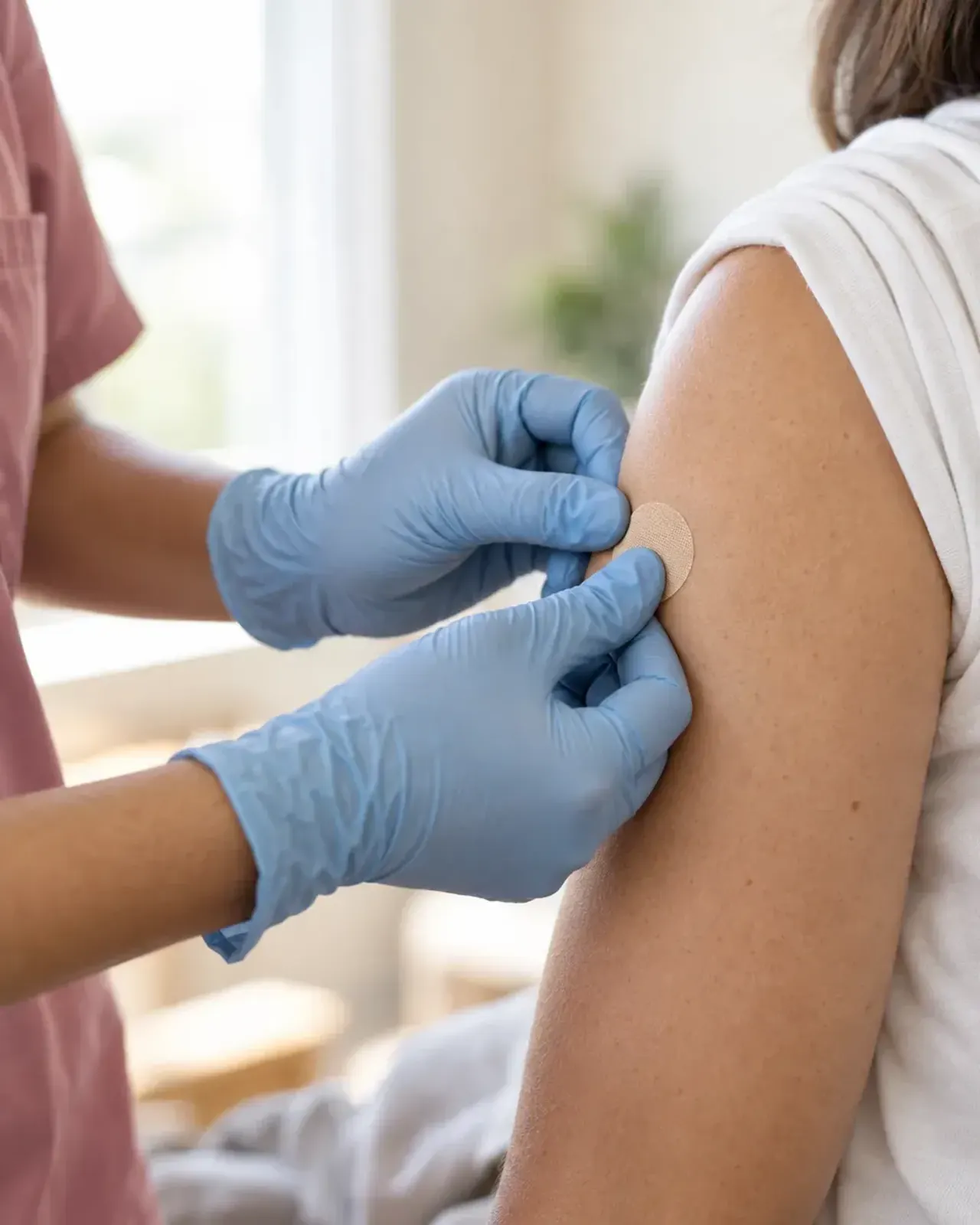 Patient receiving a quick vitamin B12 shot in the deltoid at Advanced Optimal Healthcare in Lutz, FL